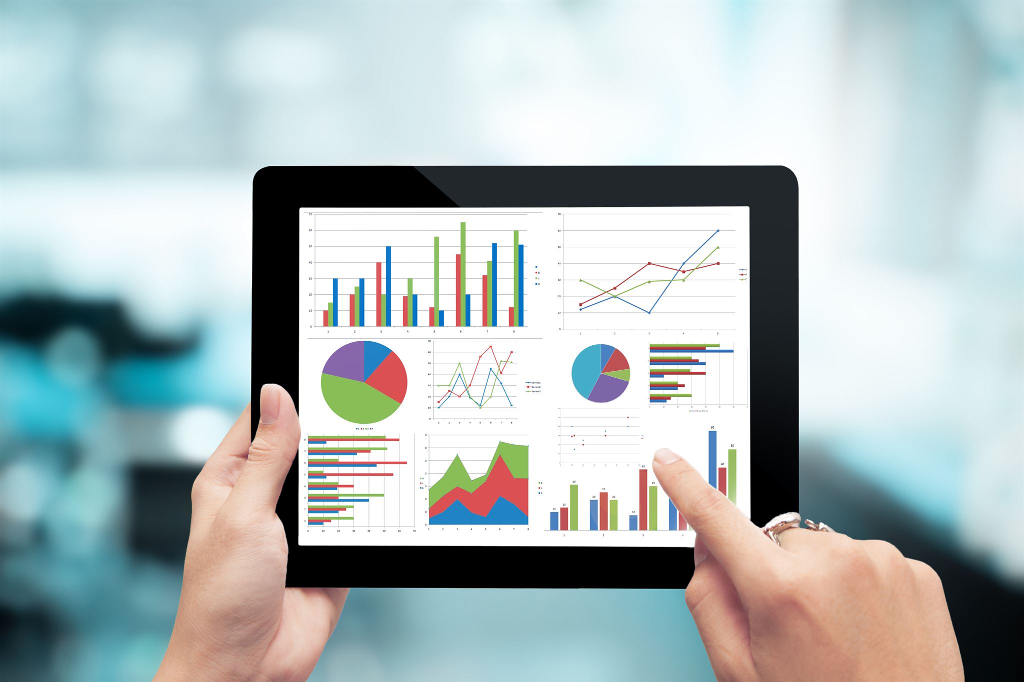 Graphs-on-tablet-display